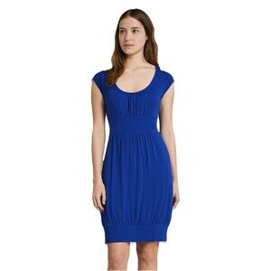 Smart Set Vtg 2000 Style Dress Size Small Blue Knit Hem Band Tie Waist